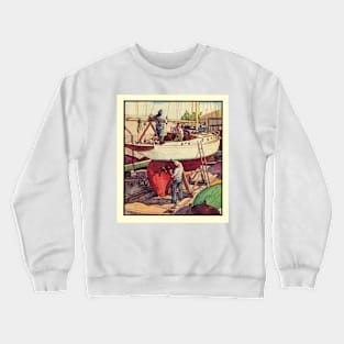 Vintage 1933 Yachting Painting Crewneck Sweatshirt